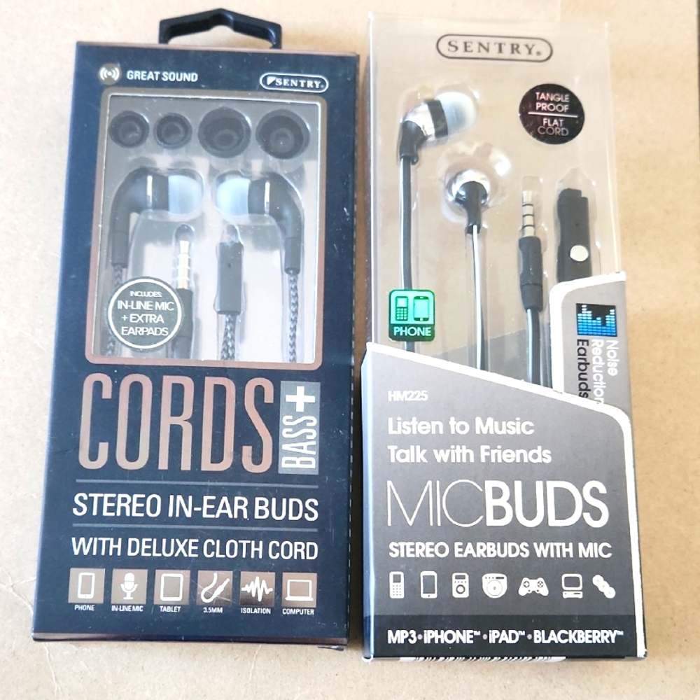 Entry Black and Silver Stereo In-Ear Buds with Mic
